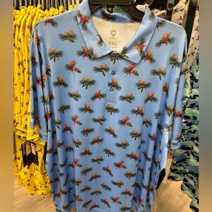 Men's Blue Floral Polo Shirt NWT